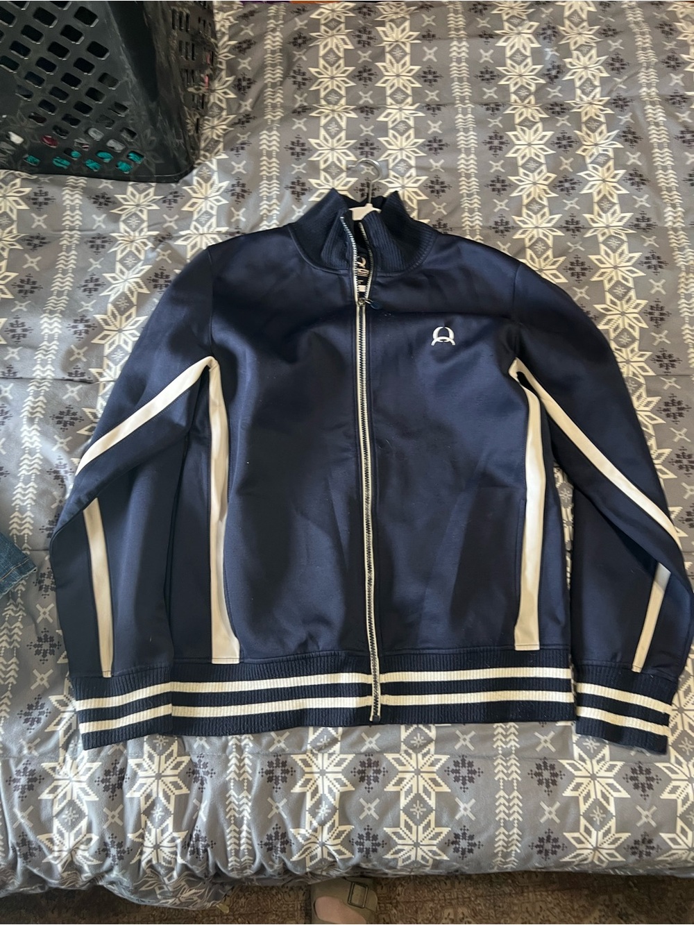 Cinch Navy Track Bomber Jacket with White Stripes